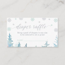 Silver Winter Boy Baby Shower Diaper Raffle Ticket Enclosure Card