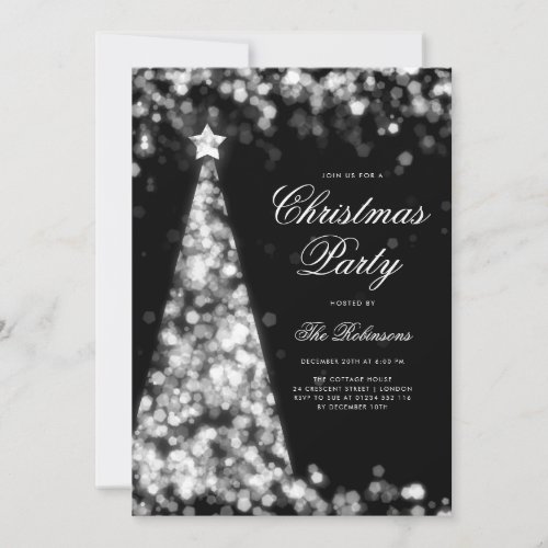 Silver Winter Christmas Tree Invite Program Menu