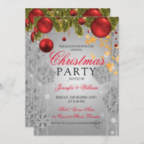 Silver Winter Glam Christmas Holiday Party Invitation