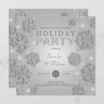 Silver Winter Glam Christmas Holiday Party Invitation