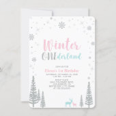 Silver Winter onederland 1st birthday party Invitation (Front)