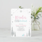 Silver Winter onederland 1st birthday party Invitation (Standing Front)