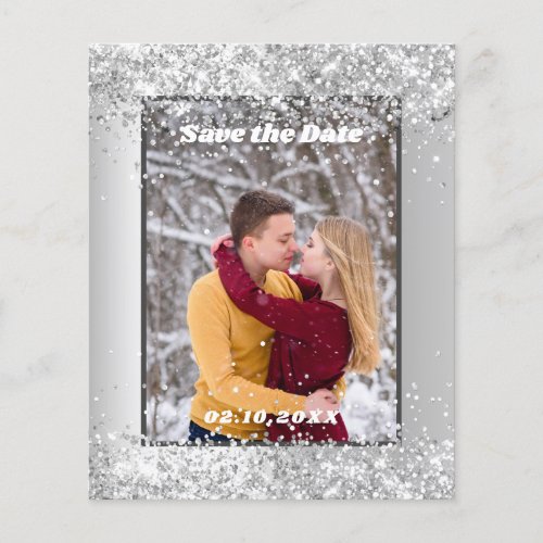 Silver winter photo Save the Date wedding