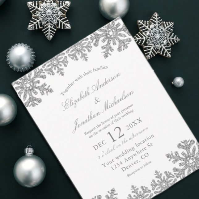 Silver Winter Snowflake Wedding Postcard (Creator Uploaded)