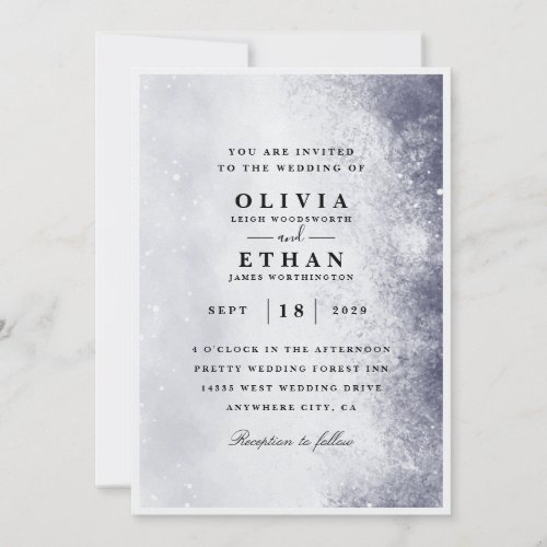 Silver winter wedding invitations