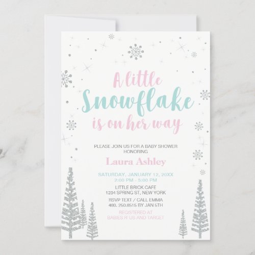 Silver Winter Wonderland Baby Shower  Sprinkle Invitation