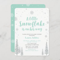 Silver Winter Wonderland, Boy Baby Shower,4.5x6.25 Invitation