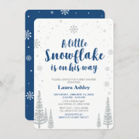 Silver Winter Wonderland, Boy Baby Shower,4.5x6.25 Invitation