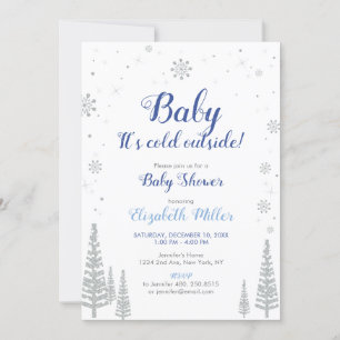 Silver Winter Wonderland - Boy Baby Shower Invite