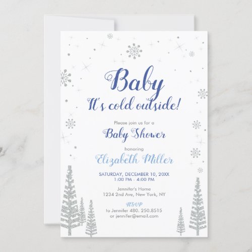 Silver Winter Wonderland _ Boy Baby Shower Invite