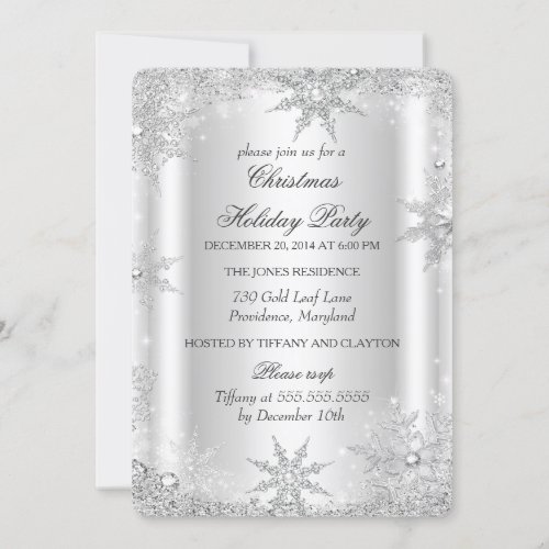 Silver Winter Wonderland Christmas Holiday Party 2 Invitation
