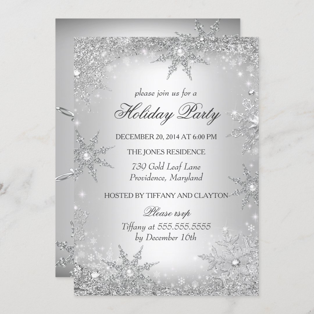 Silver Winter Wonderland Christmas Holiday Party 2 Invitation | Zazzle