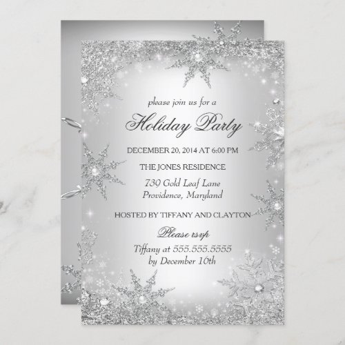 Silver Winter Wonderland Christmas Holiday Party 2 Invitation