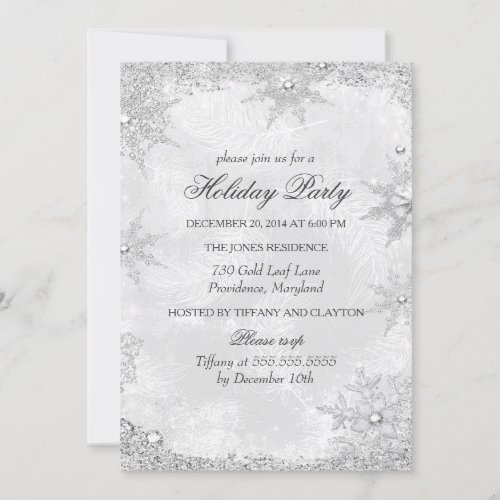 Silver Winter Wonderland Christmas Holiday Party A Invitation