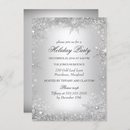 Silver Winter Wonderland Christmas Holiday Party Invitation