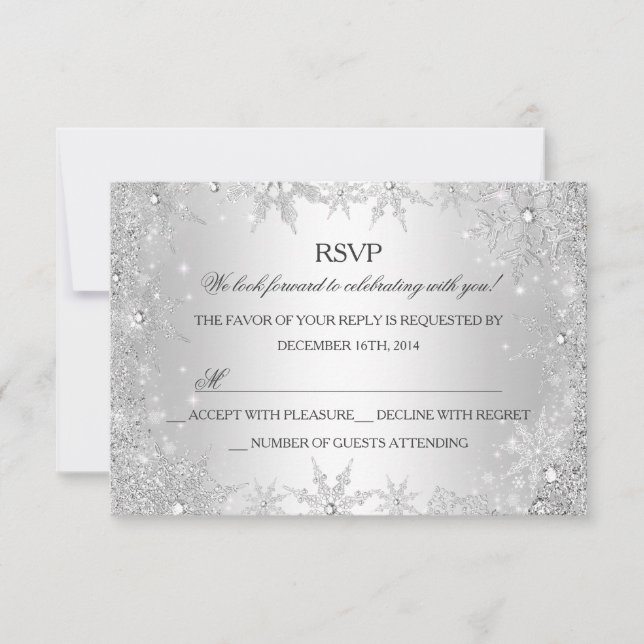 Silver Winter Wonderland Christmas Holiday RSVP Card (Front)