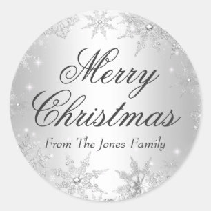 Silver Winter Wonderland Christmas Holiday Sticker