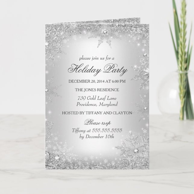 Silver Winter Wonderland Christmas Invitation (Front)