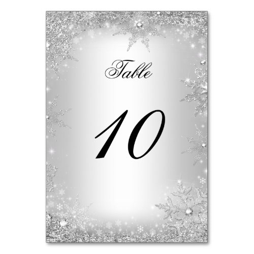 Silver Winter Wonderland Christmas Table Number