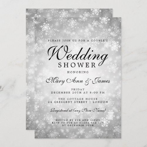 Silver Winter Wonderland Couples Wedding Shower Invitation