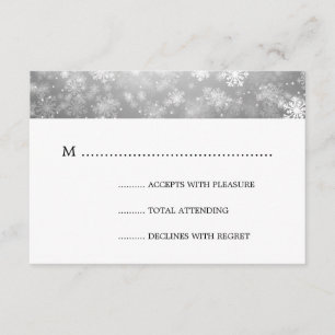 Silver Winter Wonderland Elegant Wedding RSVP Card