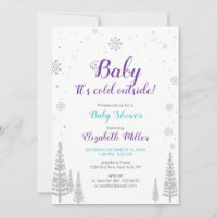 Silver Winter Wonderland - Girl Baby Shower Invite