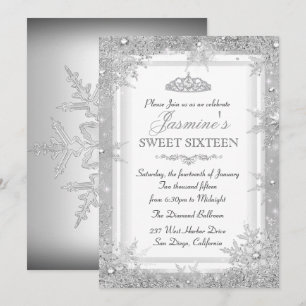 Silver Winter Wonderland Sweet 16 Invitation