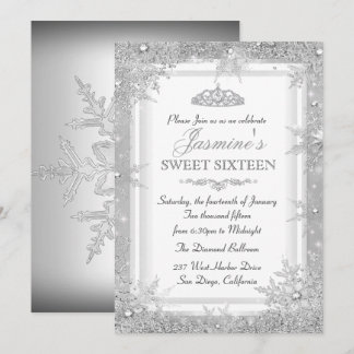 Silver Winter Wonderland Sweet 16 Invitation