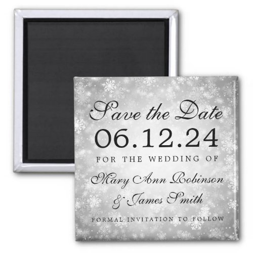 Silver Winter Wonderland Winter Save The Date Magnet