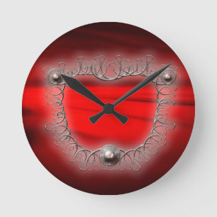 Silver Wireframe Mandelbrot Fractal Round Clock