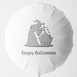 Silver Witch & Cauldron Halloween Balloon