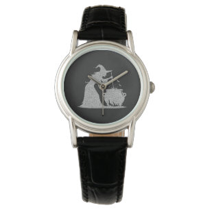 Silver Witch & Cauldron Halloween Watch