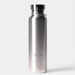 Silver with Black Modern Monogram Water Bottle<br><div class="desc">This modern water bottle design features a your initials in bold black text for a look that is simple and stylish,  yet professional.</div>