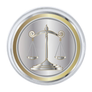 Silver with Gold   Scales of Justice   Lawyer Silver Finish Lapel Pin
