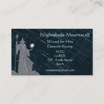 Silver Wizard On Night Sky Business Card by FalconsEye at Zazzle