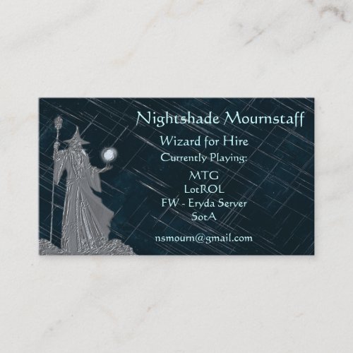 Silver Wizard on Night Sky Business Card