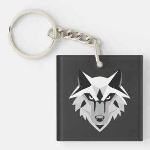 silver wolf head keychain