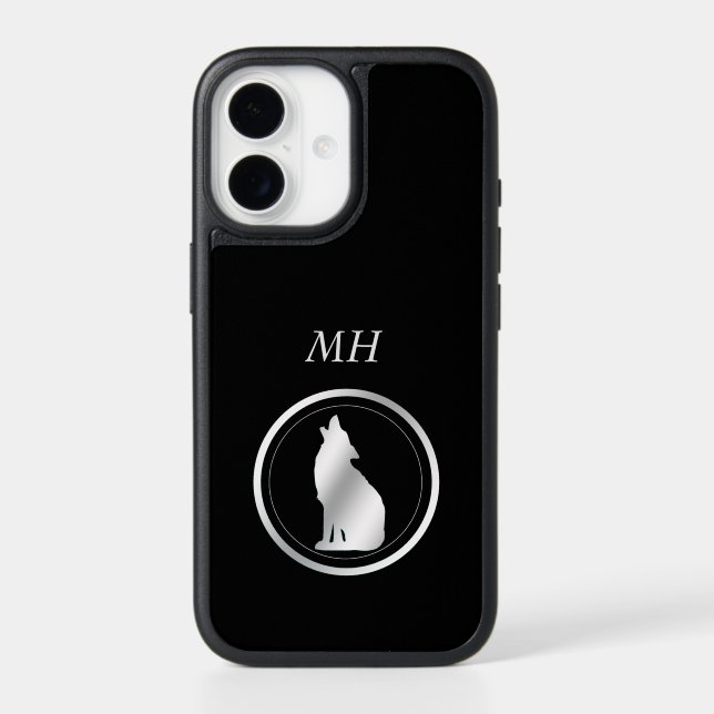 Silver Wolf Monogram Otterbox iPhone Case (Back)
