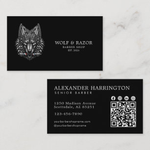 Silver Wolf Professional Barber Shop Qr Code Business Card