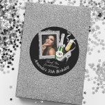 Silver Womens Birthday Thank You Classic Round Sticker<br><div class="desc">This Silver Womens Birthday Thank You sticker will be perfect to apply to your party favors! This design is great for any woman celebrating a special day featuring champagne and high heels. Celebrate in glamour for a 21st birthday,  30th birthday,  40th birthday,  50th birthday and more!</div>