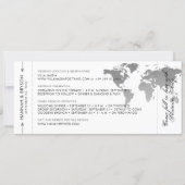 Silver World Map Boarding Pass Save the Date Card (Back)