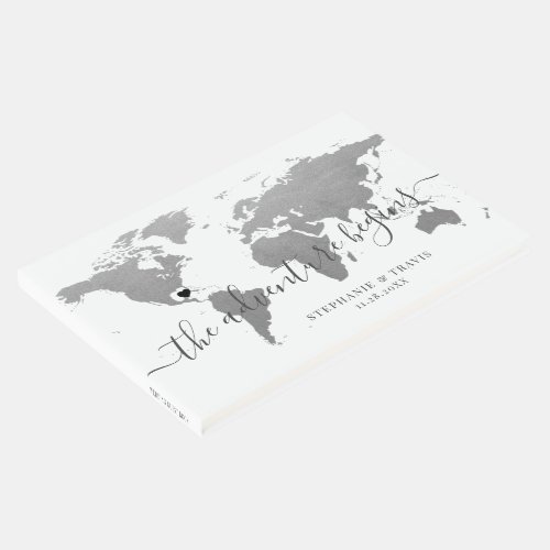 Silver World Map Destination Wedding Guest Book