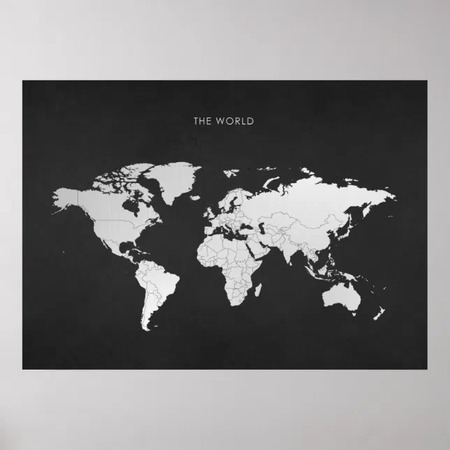 Silverware Map Silver World Map Poster | Zazzle