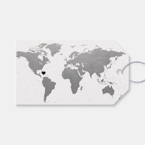 Silver World Map Thank You Favor Tag