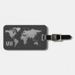 Silver World Map Travel Professional Luggage Tag at Zazzle