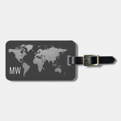 Silver World Map Travel Professional Luggage Tag