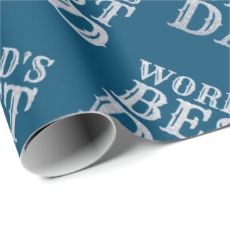 Silver World's Best Dad Father's Day Glitter Wrapping Paper