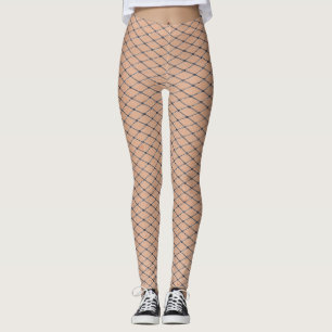 Silver Woven Fishnets With Skin Texture Leggings