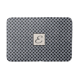 Silver Woven Rattan on Custom Color with Monogram Bath Mat