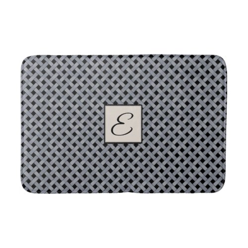 Silver Woven Rattan on Custom Color with Monogram Bath Mat